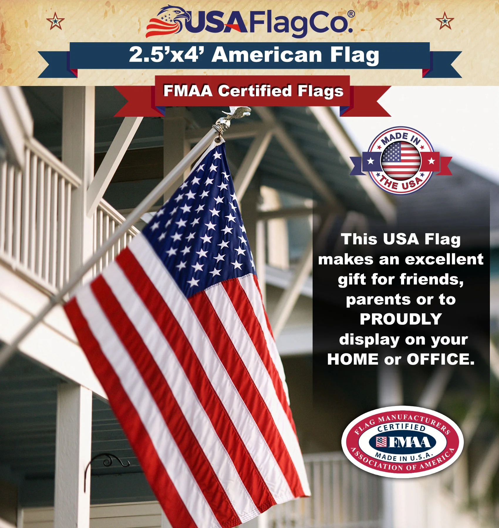 American Flag 2.5x4 Made in USA – Solar Shield Nylon - Image 7