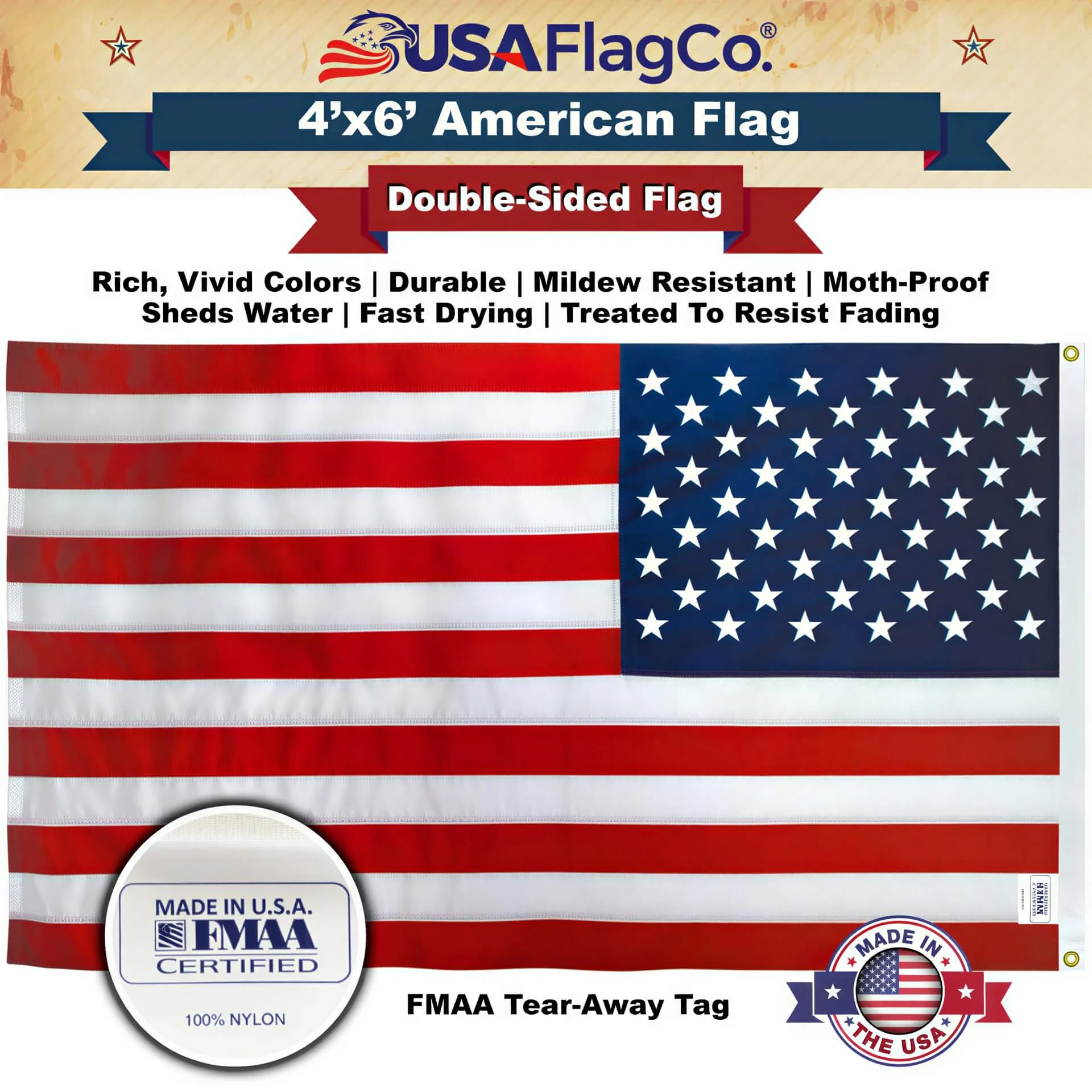 American Flag 4x6 Made in USA - Solar Shield Nylon - Image 5