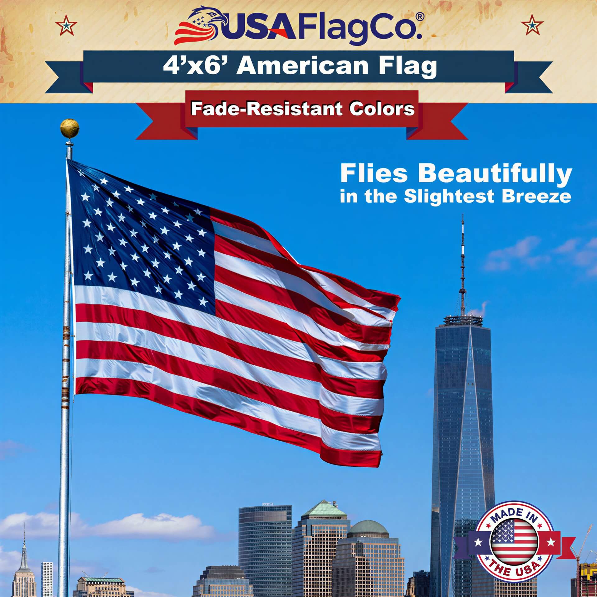 American Flag 4x6 Made in USA - Solar Shield Nylon - Image 7