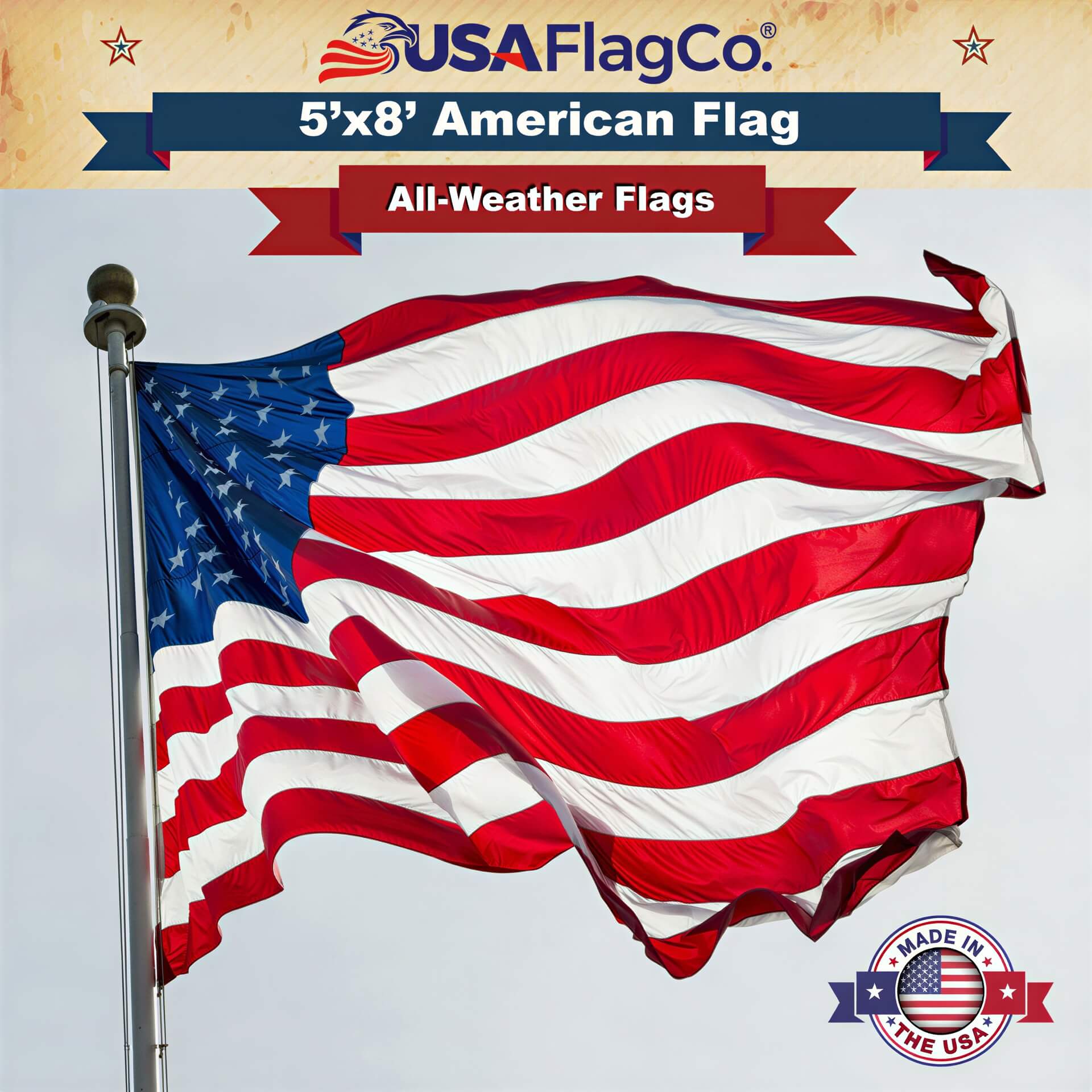 American Flag 5x8 Made in USA – Solar Shield Nylon - Image 6