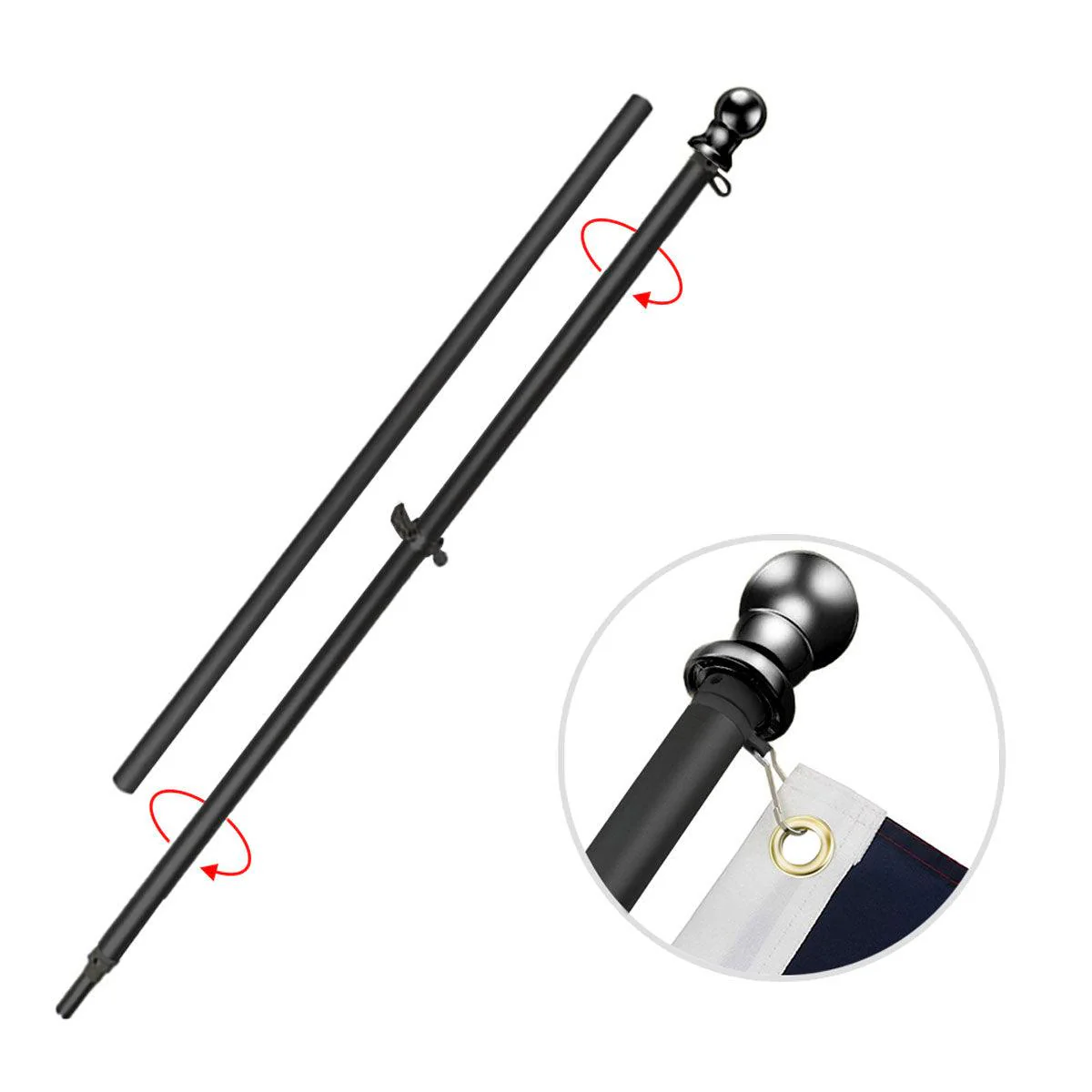 Black Flag Pole (6ft, 1-inch Diameter) - Image 3