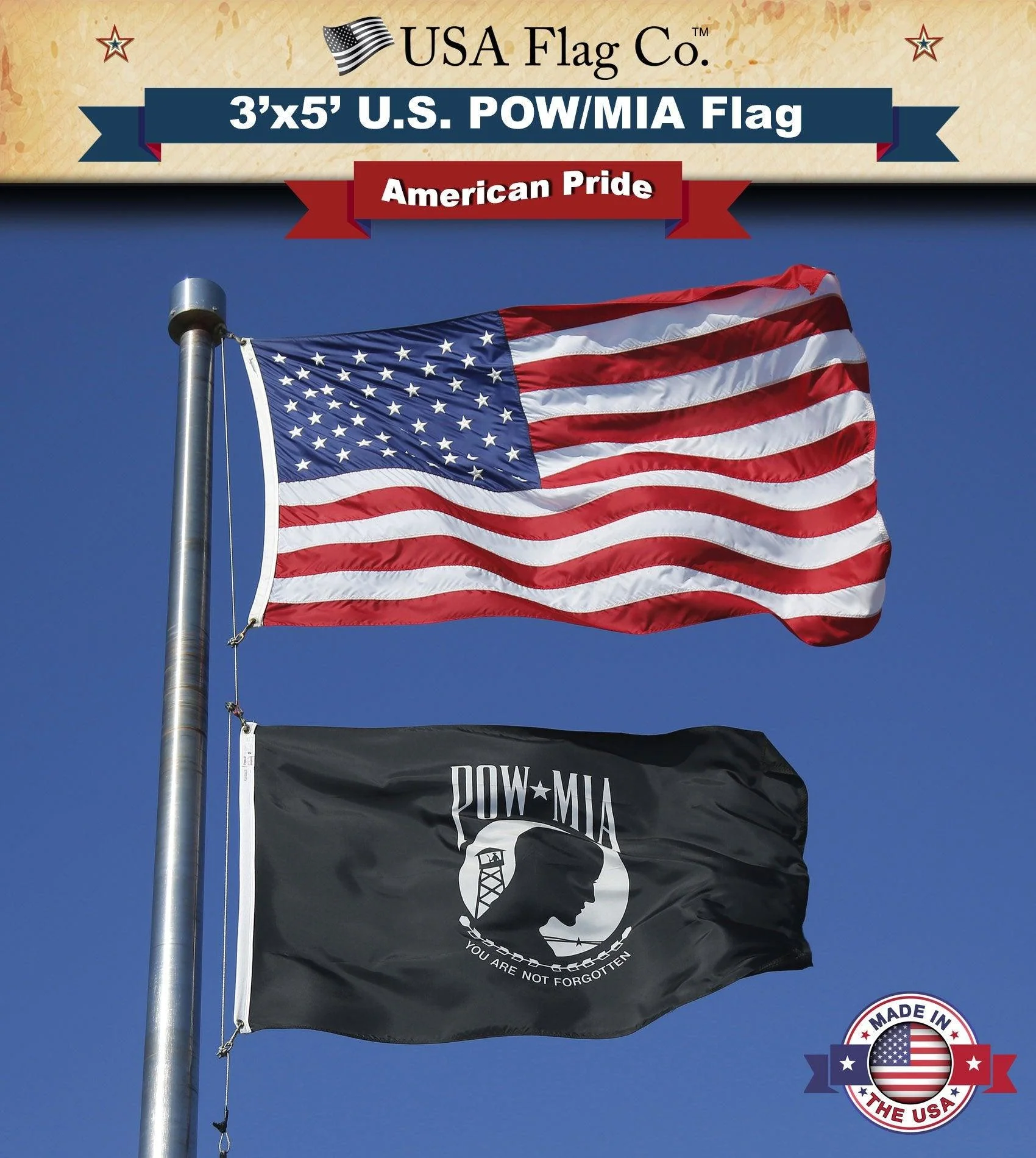 Double-Sided Nylon POW MIA Flag 3x5 - Image 8