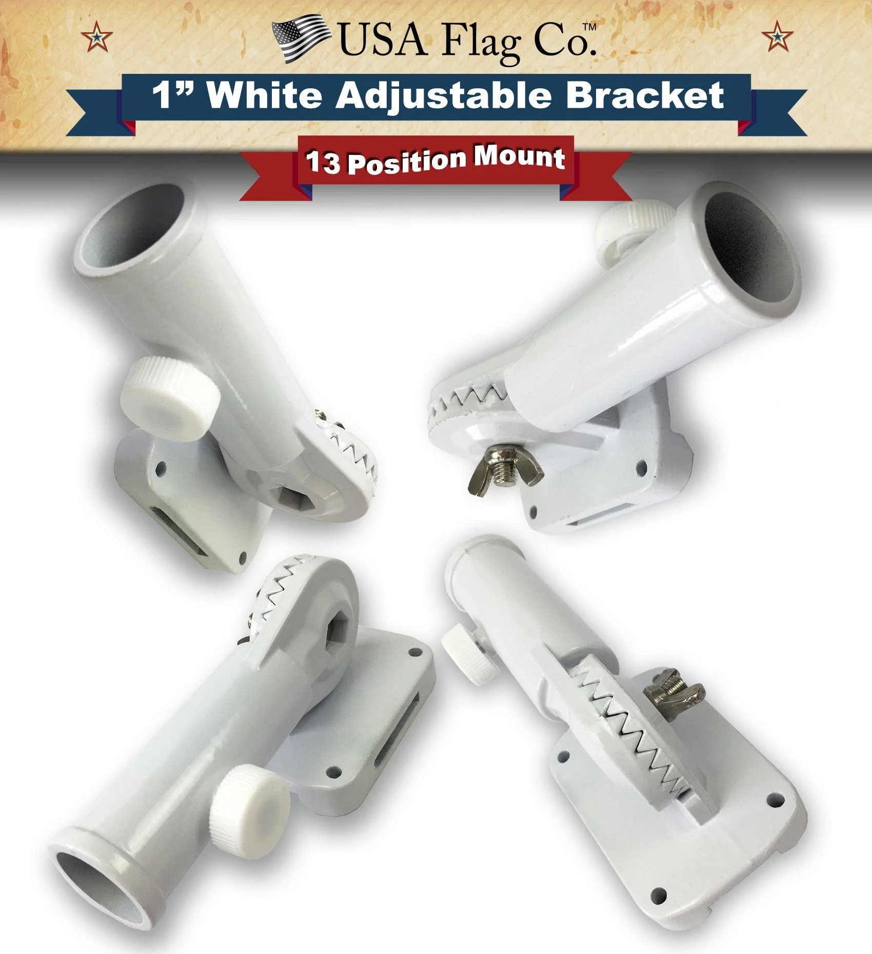 FREEDOM™ 13-Postion Aluminum Flag Pole Bracket - Vivid White (1-inch Diameter) - Image 3