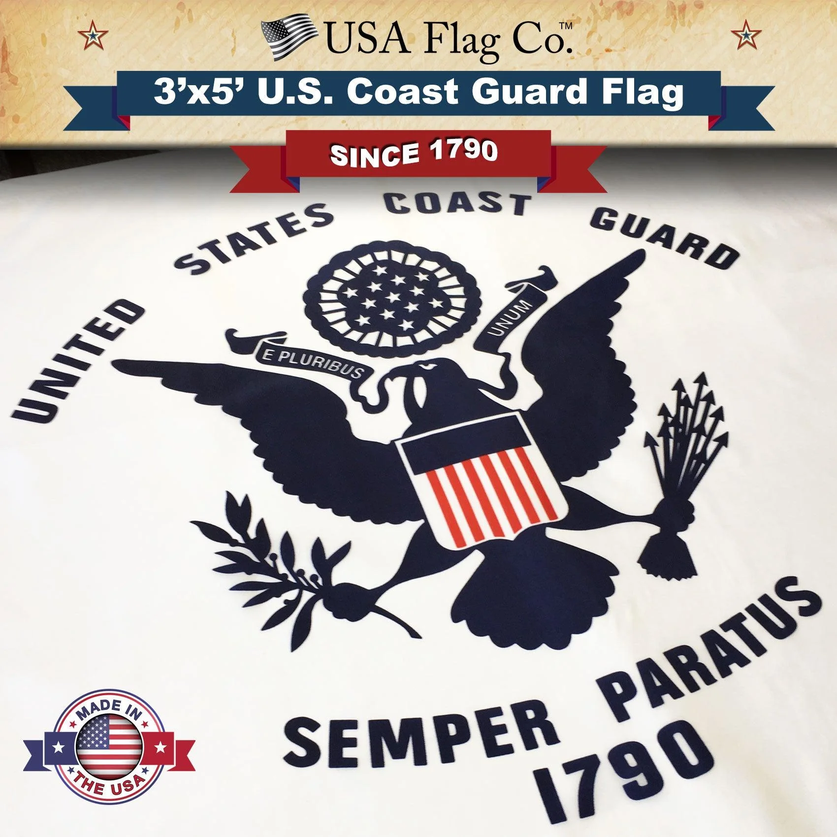 Official US Coast Guard Flag Made in USA - Image 3