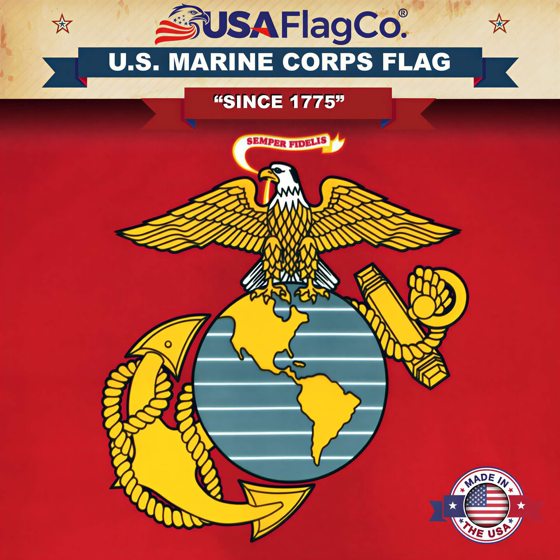 Marine Corps Flag Made in USA – Official USMC Nylon - Image 4