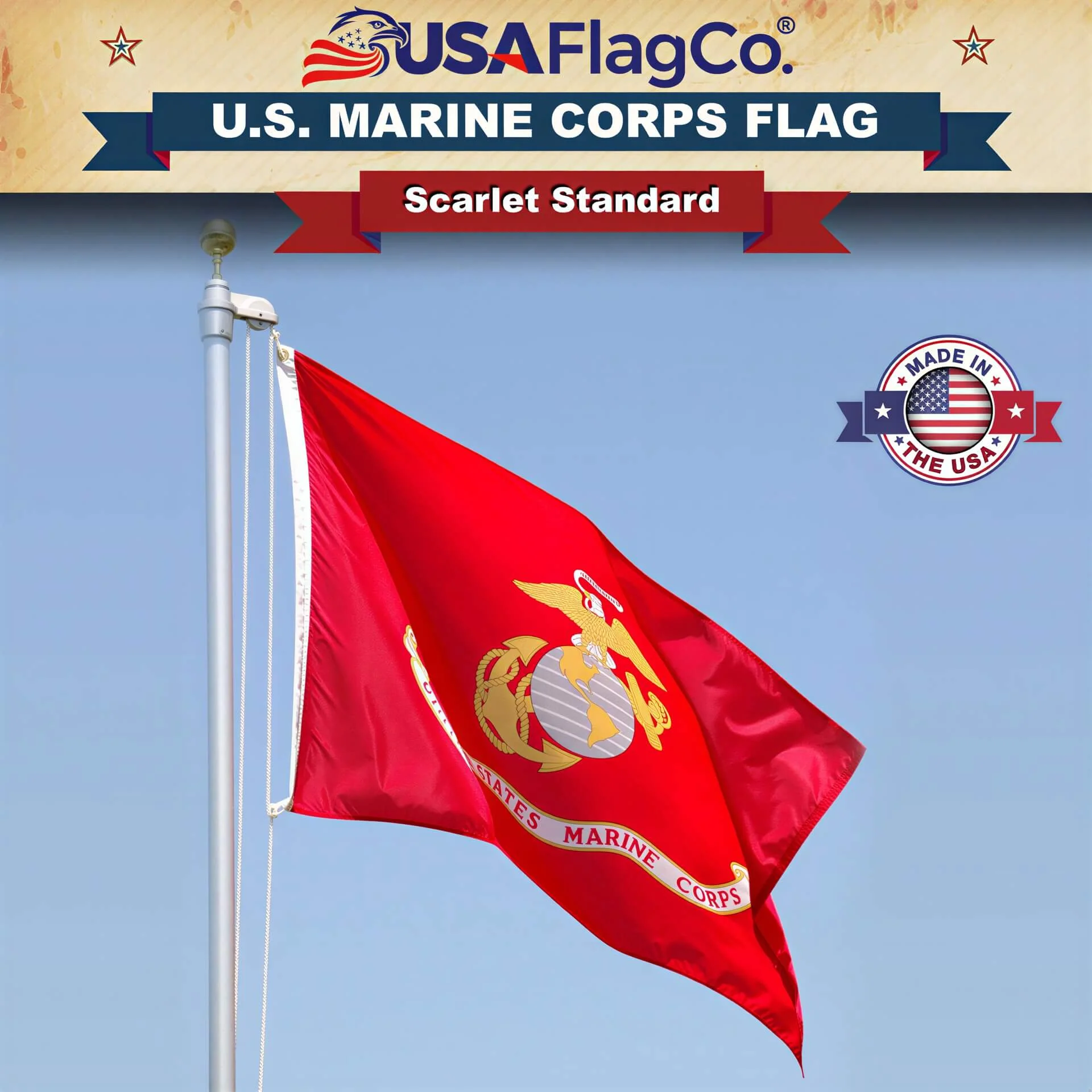 Marine Corps Flag Made in USA – Official USMC Nylon - Image 8