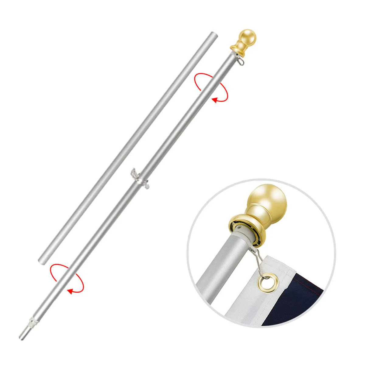 Silver Flag Pole (6ft, 1-inch Diameter) - Image 3