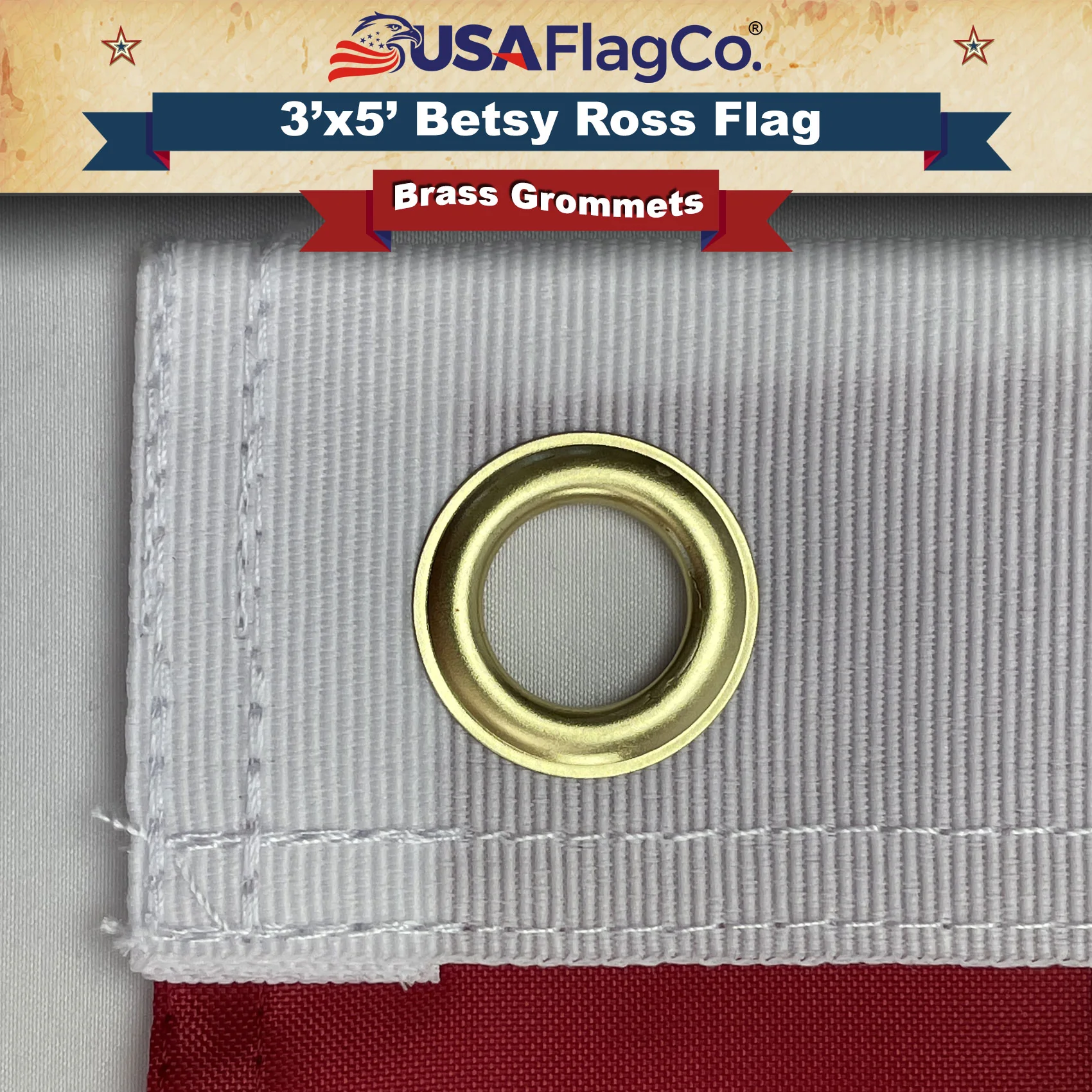 Traditional Betsy Ross Flag (3x5 foot) Embroidered Stars & Sewn Stripes - Image 6