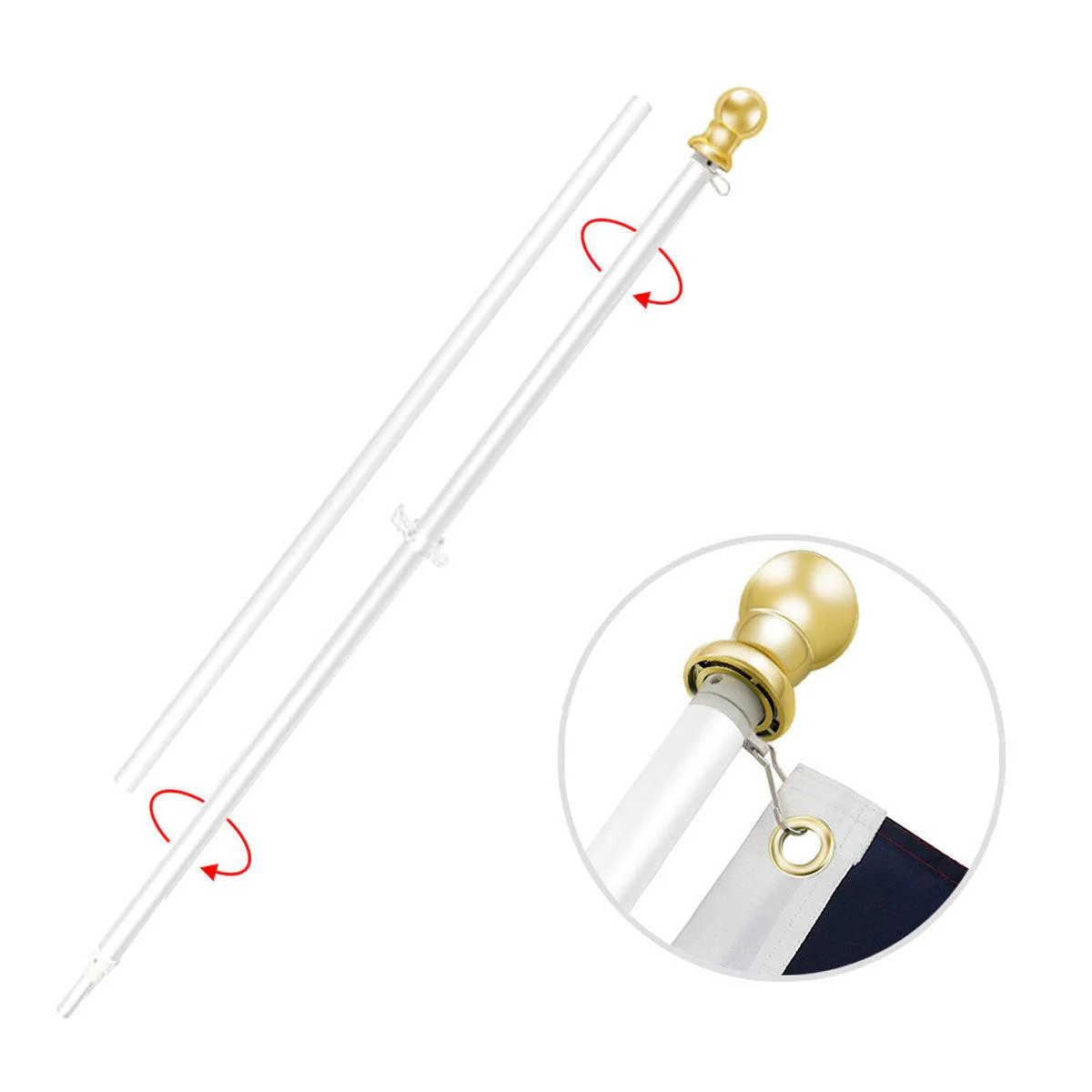 White Flag Pole (6ft, 1-inch Diameter) - Image 3